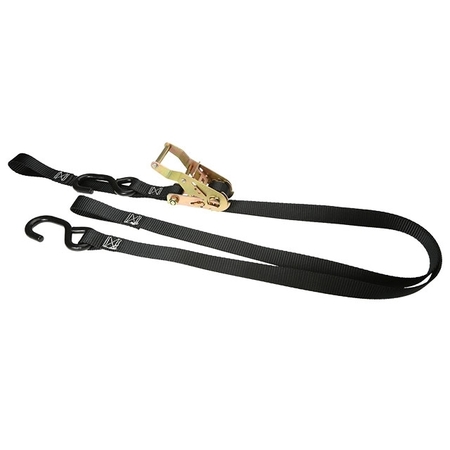 US CARGO CONTROL 1" x 7' Motorcycle Ratchet Strap with Handlebar Strap & S-Hooks 2607SH254LP